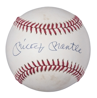 Mickey Mantle Single-Signed OAL Brown Baseball (PSA/DNA)